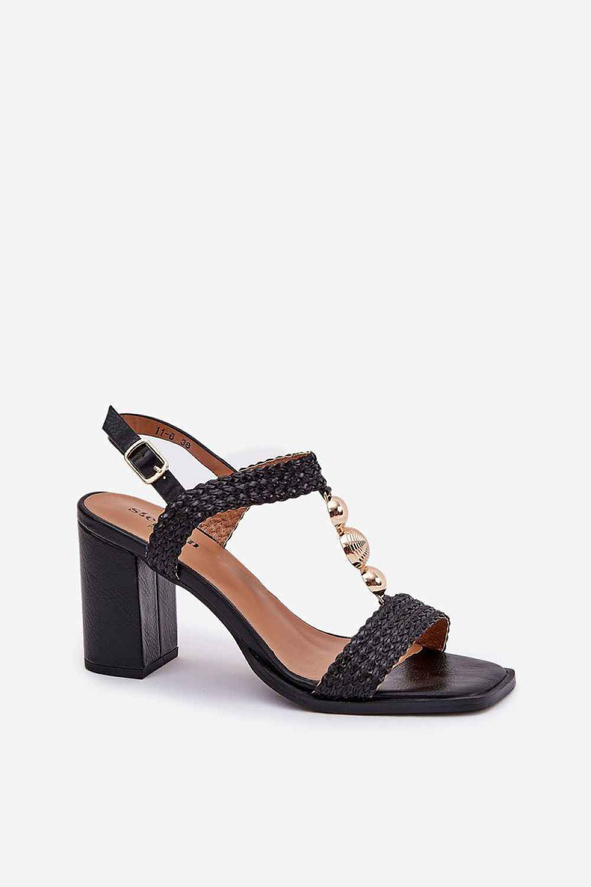 Marinia Braided Column-Heel Sandals