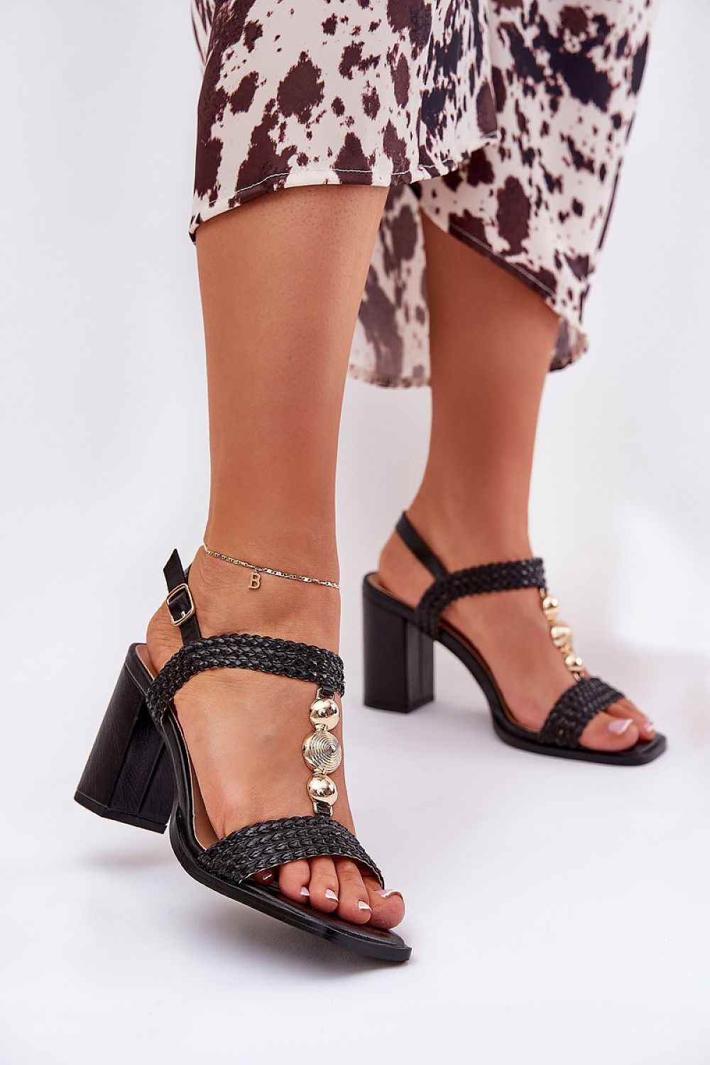 Marinia Braided Column-Heel Sandals