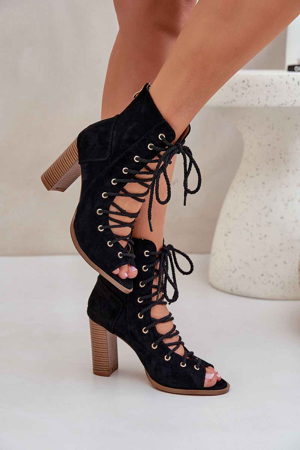 Rinella Block Heel Lace Sandals