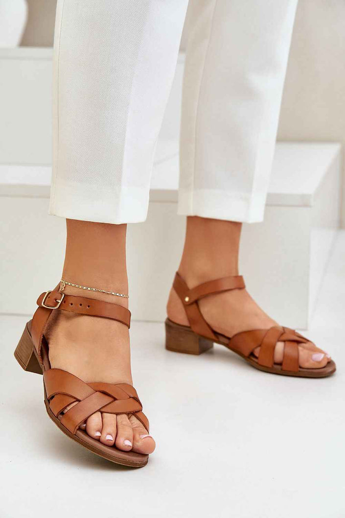 Valerinne Cross-Strap Leather Sandals