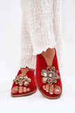 Fiorenna Flat Suede Flower Sandals