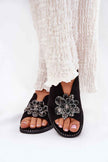 Fiorenna Flat Suede Flower Sandals