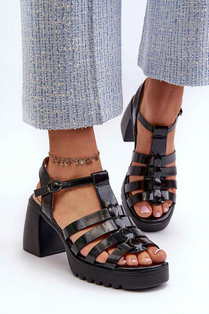 Selvarine Gloss Leather Platform Sandals