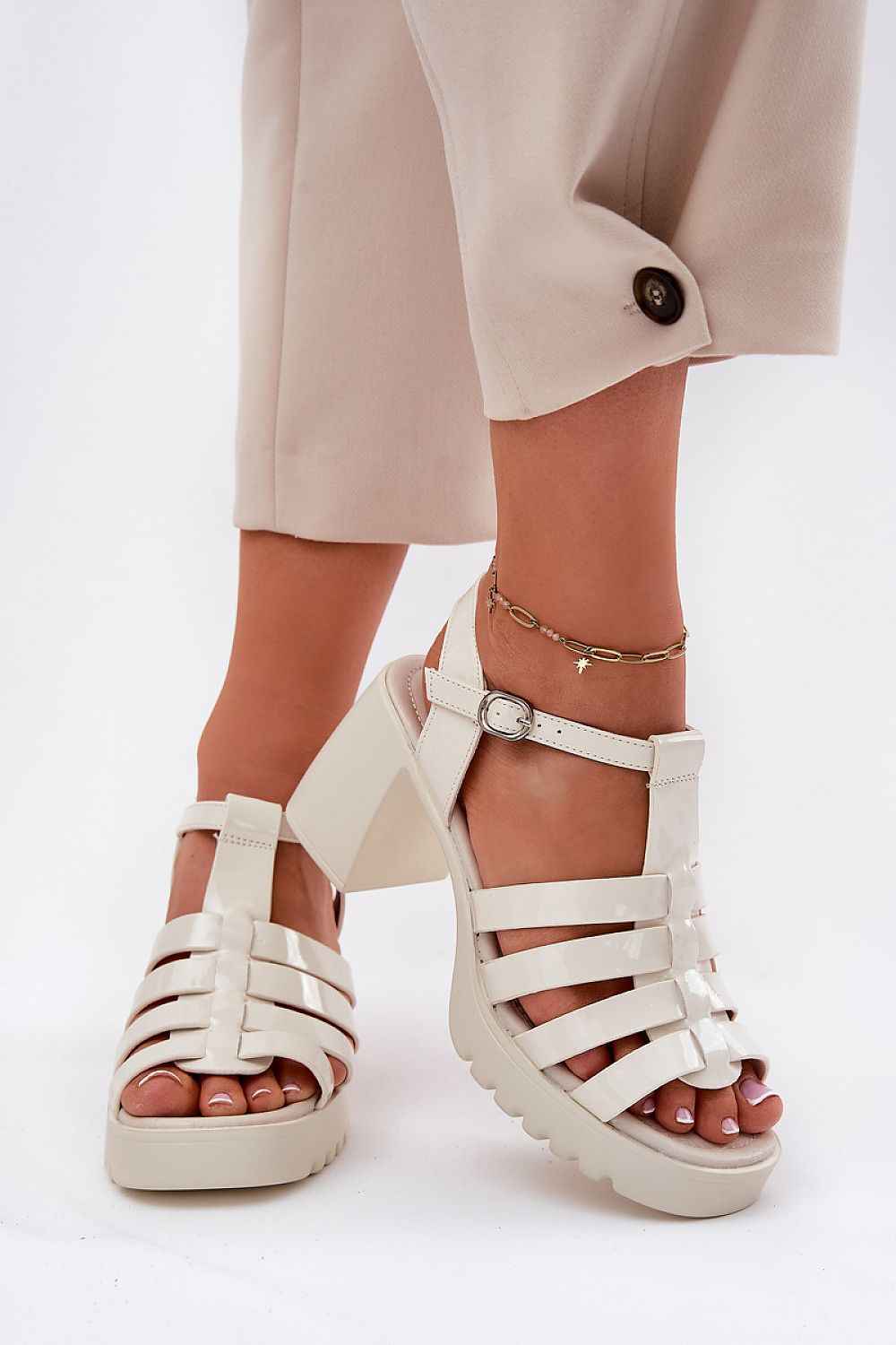 Selvarine Gloss Leather Platform Sandals
