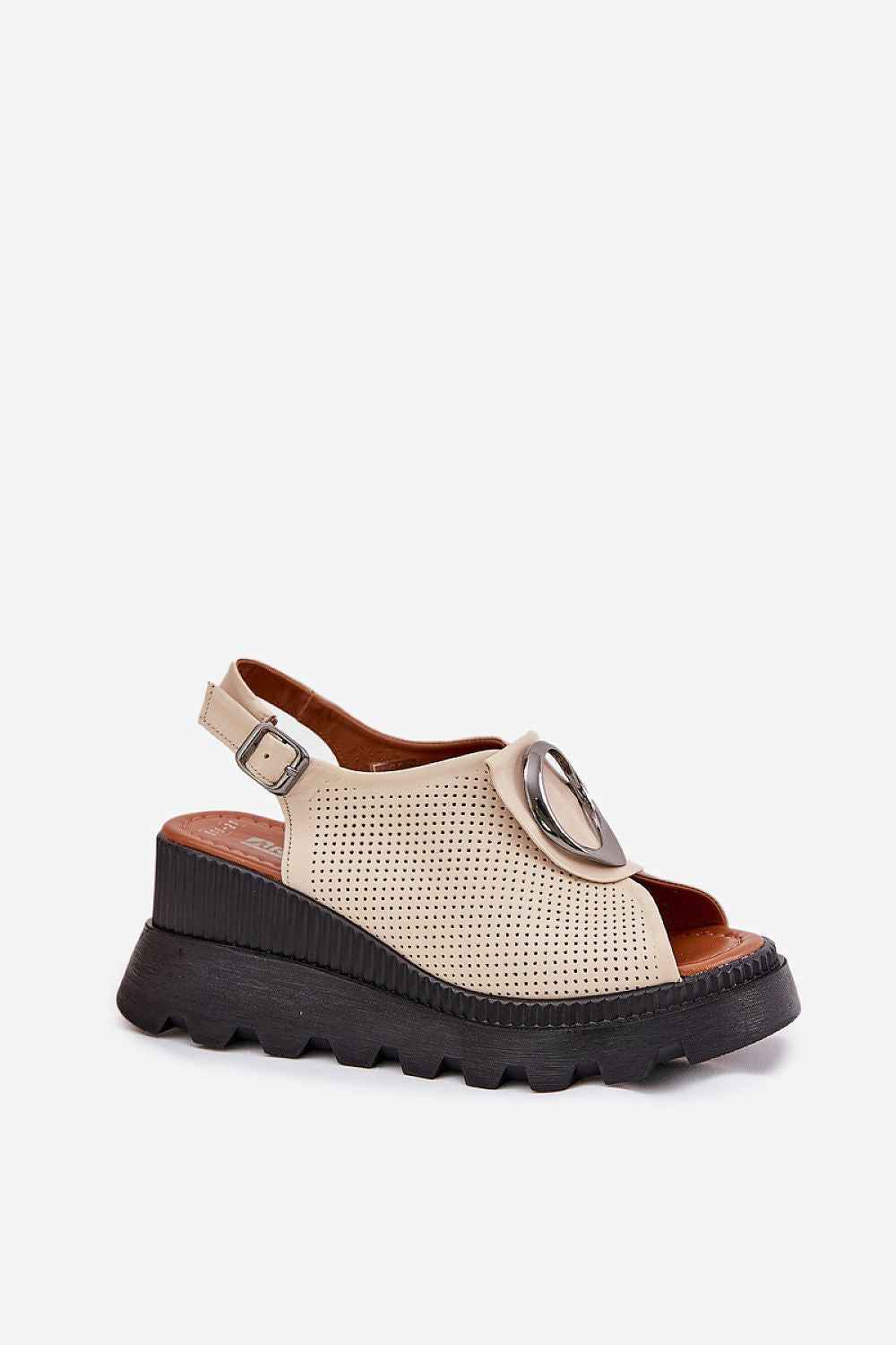 Alvarisse Decor Wedge Leather Sandals