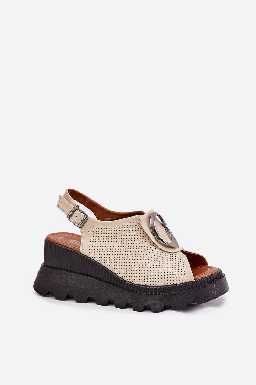 Alvarisse Decor Wedge Leather Sandals