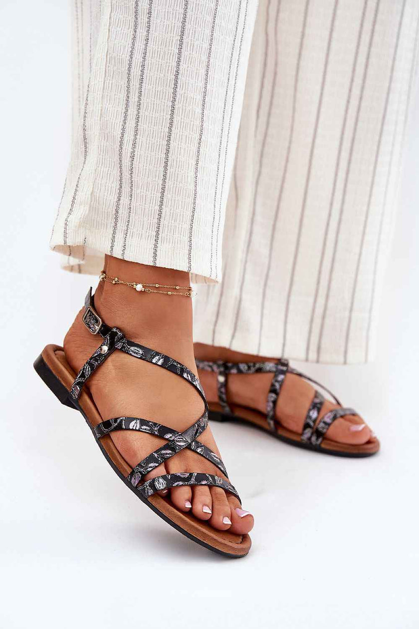 Velissa Flat Leather Strap Sandals