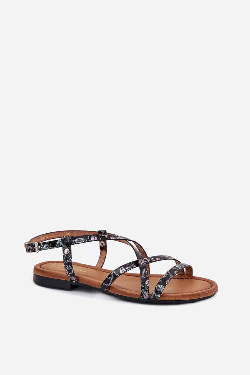 Velissa Flat Leather Strap Sandals