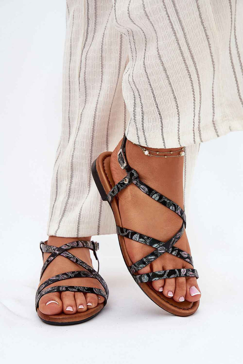 Velissa Flat Leather Strap Sandals