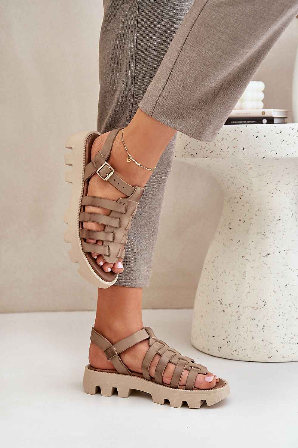 Rovenne Studded Platform Leather Sandals