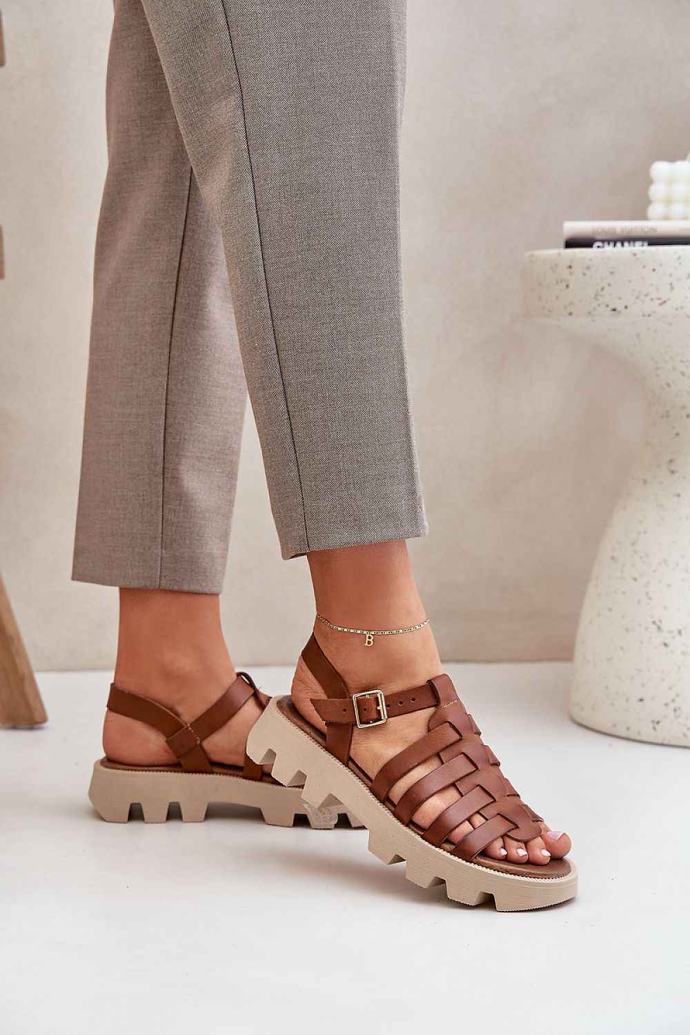 Rovenne Studded Platform Leather Sandals