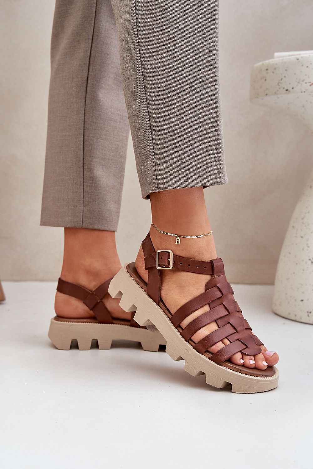 Rovenne Studded Platform Leather Sandals