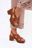 Ormeline Natural Leather Heel Sandals
