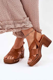 Ormeline Natural Leather Heel Sandals