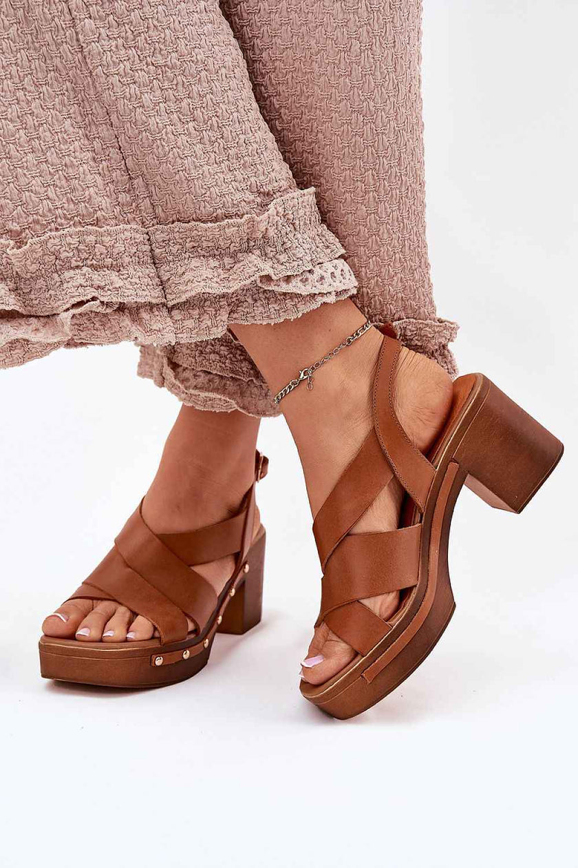Ormeline Natural Leather Heel Sandals