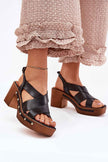 Ormeline Natural Leather Heel Sandals