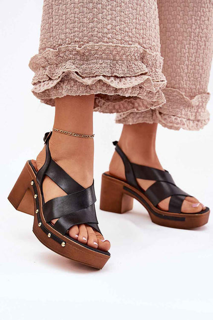 Ormeline Natural Leather Heel Sandals