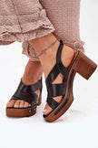 Ormeline Natural Leather Heel Sandals
