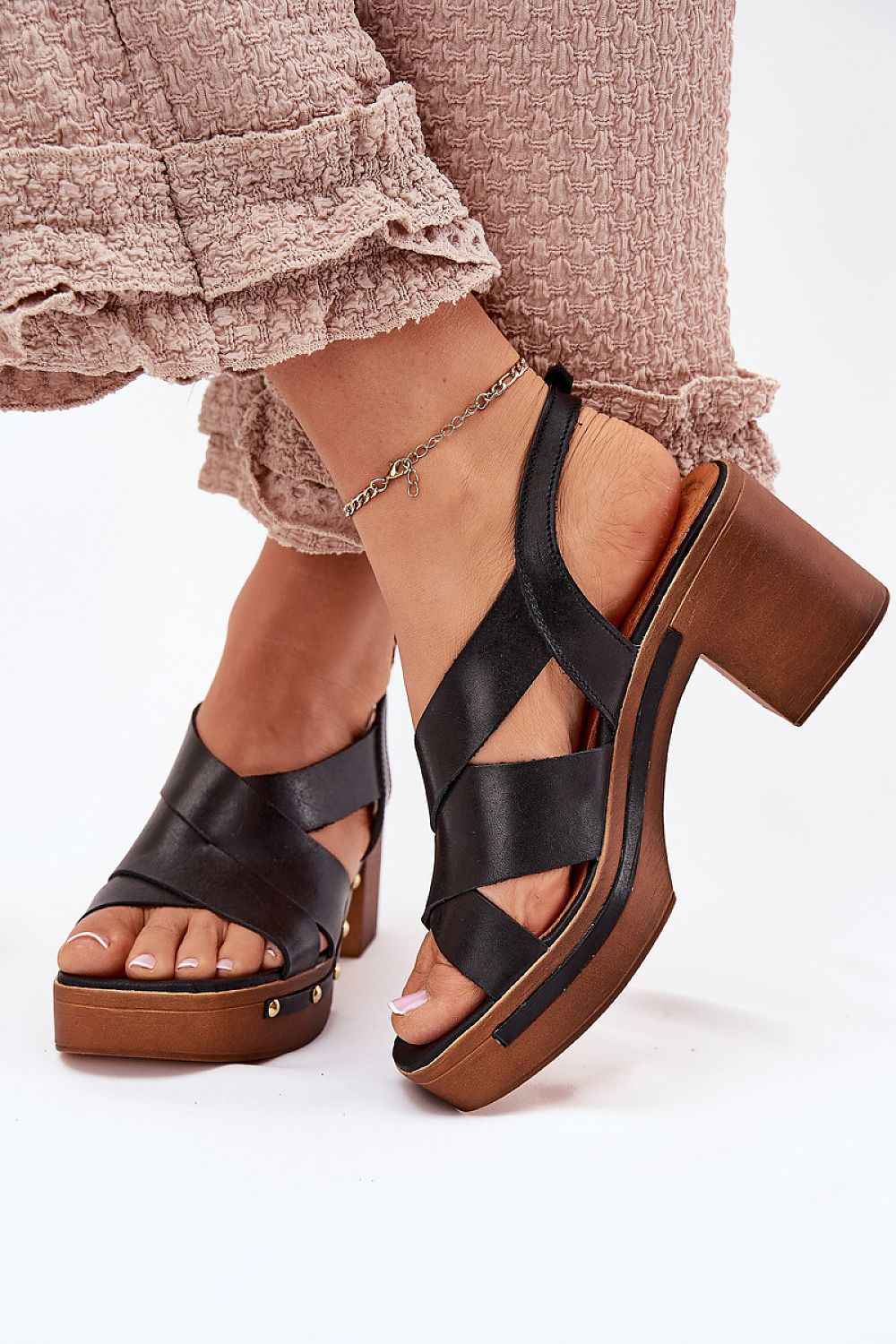 Ormeline Natural Leather Heel Sandals