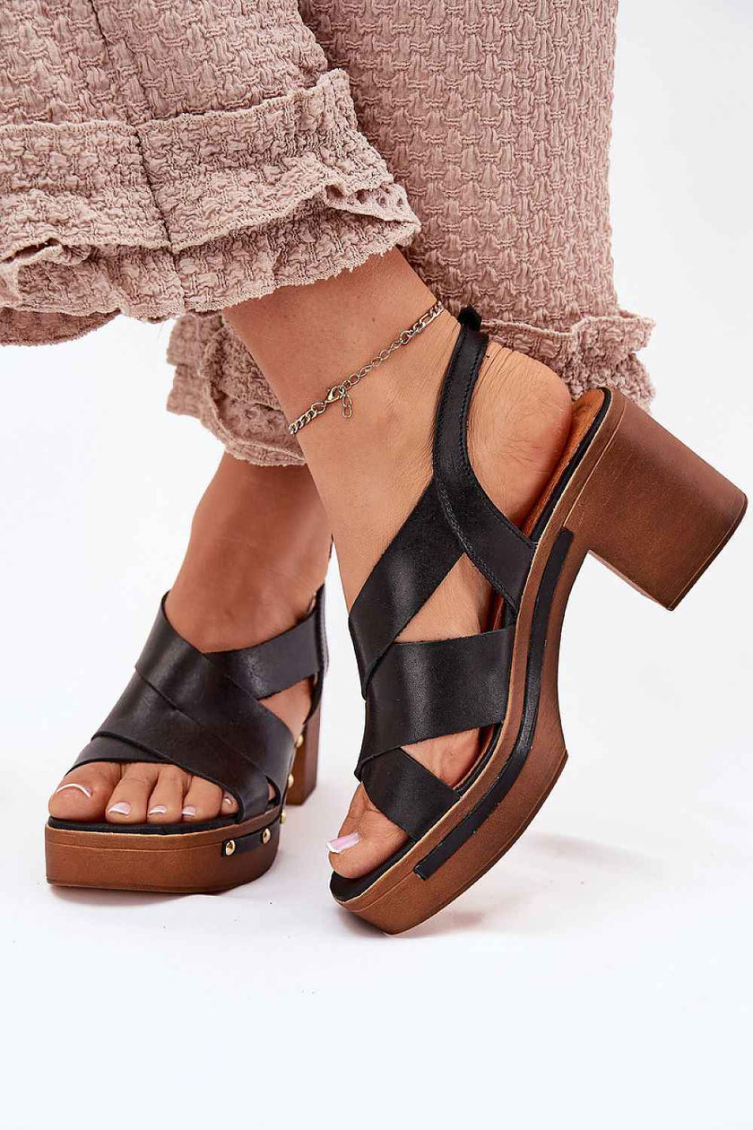 Ormeline Natural Leather Heel Sandals