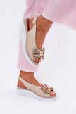 Melvaria Bow Accent Wedge Sandals