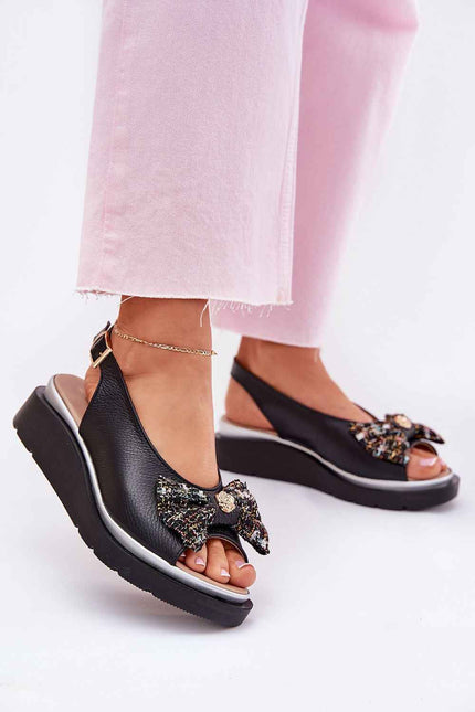Melvaria Bow Accent Wedge Sandals