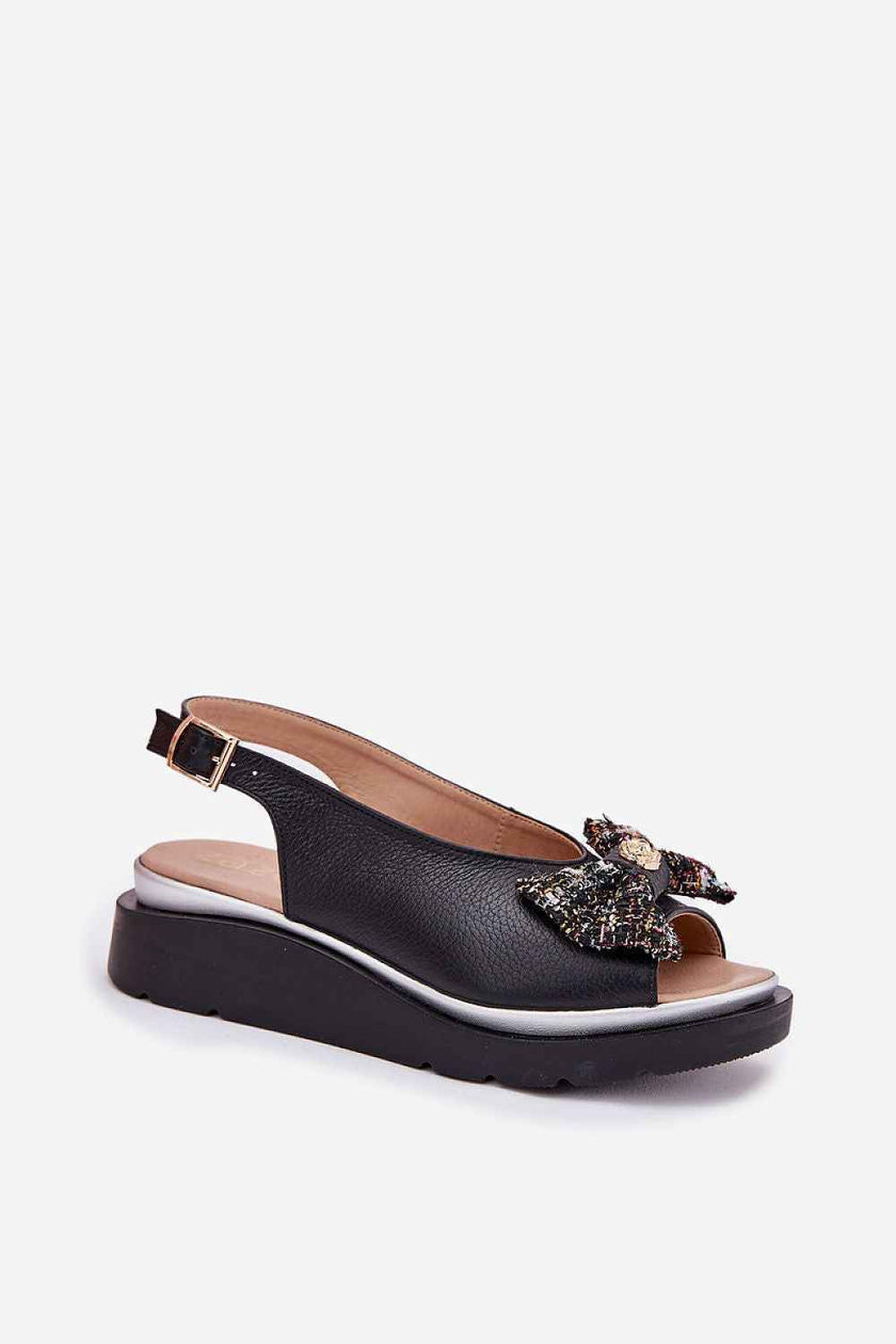 Melvaria Bow Accent Wedge Sandals