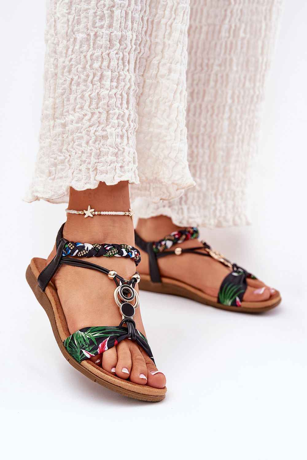 Zirelline Braided Zircon Accent Sandals