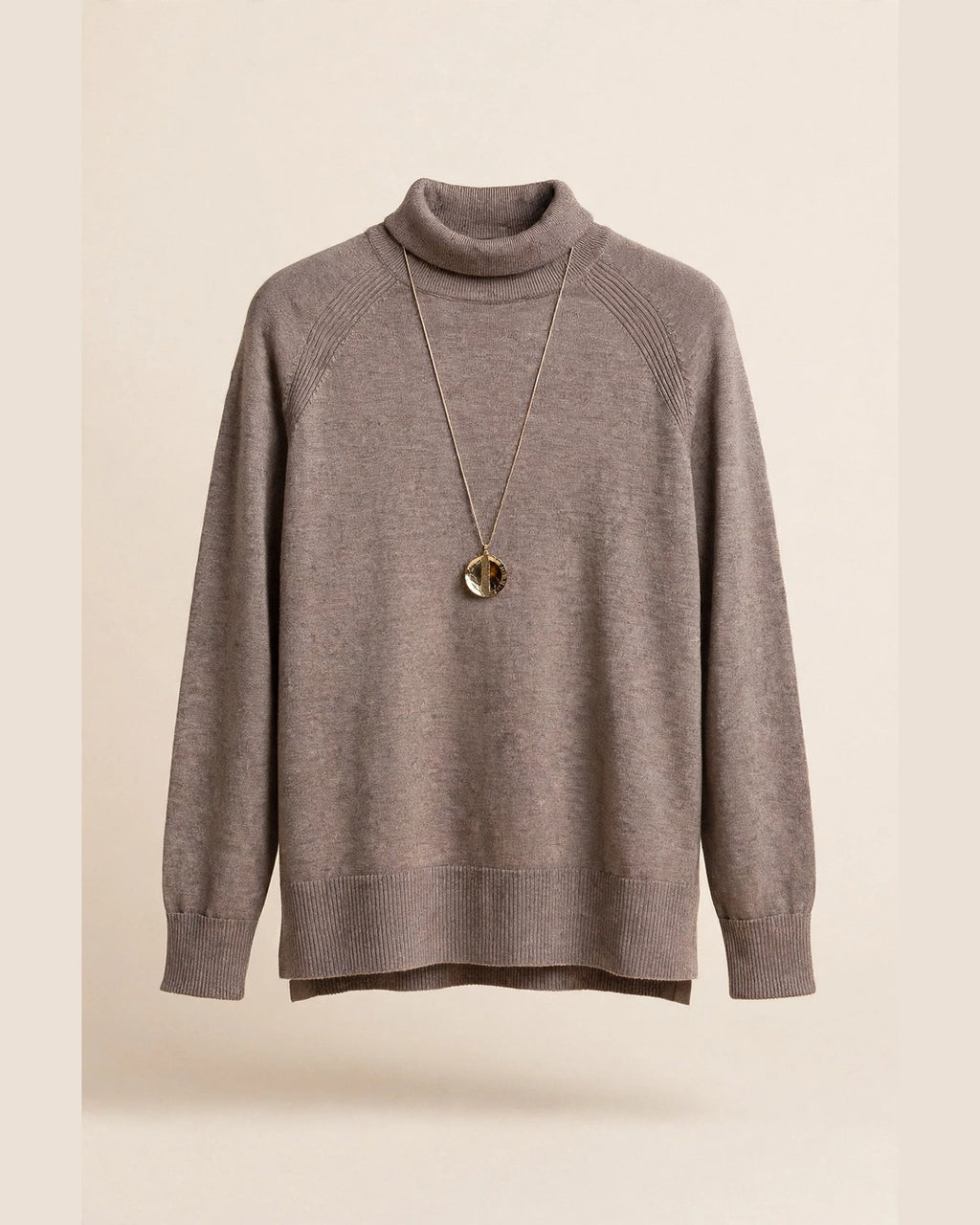 Buttery Soft Turtleneck Sweater – Two-Tone High-Low Hem - Pikemla