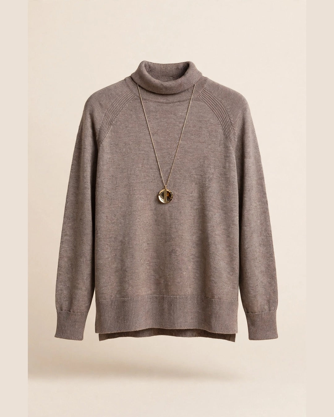 Buttery Soft Turtleneck Sweater – Two-Tone High-Low Hem - Pikemla