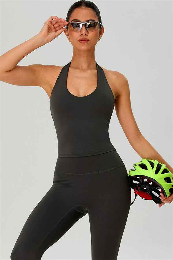The Solid Halter Tank Top Leggings 2-Piece Set