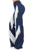 Western Fringe Wide Leg Jean- White Fringe