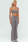 The Lushness V-Back Sports Bra Flared Leggings 2-Piece Set