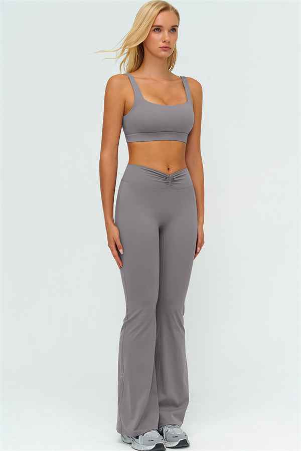 The Lushness V-Back Sports Bra Flared Leggings 2-Piece Set