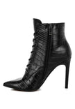 Mesta Croco Textured Stiletto Boots