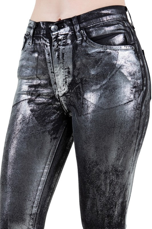 Metallic Bell Bottom Jean Black -Inseam 32 - Pikemla