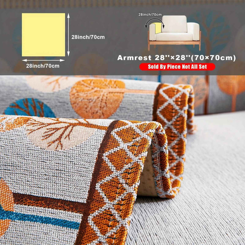 Pet Proof Couch Cover - Boho Chenille Sofa Cover with Tree Embroidery