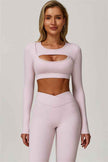 The Lavish Long Sleeve Cut-out Crop Top Leggings 2-Piece Set