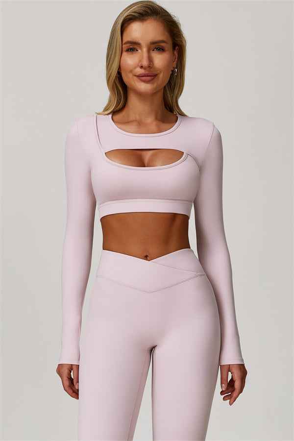 The Lavish Long Sleeve Cut-out Crop Top Leggings 2-Piece Set