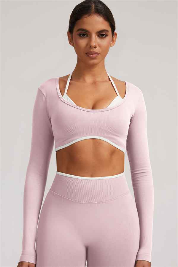 The Elevate Long Sleeve Crop top Shorts 2-Piece Set