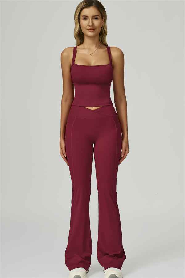 The Flourish Crop Tank Flared Leggings 2-Piece Set