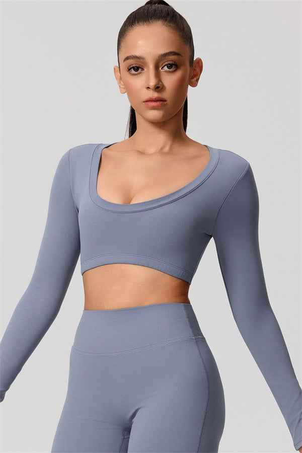 The Nestle Long Sleeve Crop Top Straight Leg Pants 2-Piece Set