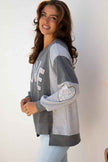 Floral LOVE Reverse Seam Patchwork Long Sleeve Swe