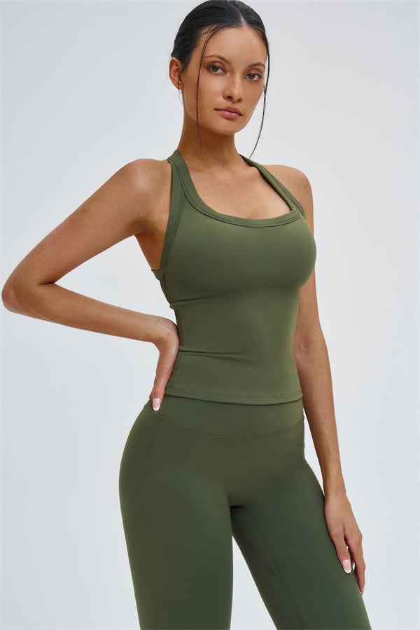 The Slate Y-Back Top Flared Leggings 2-Piece Set