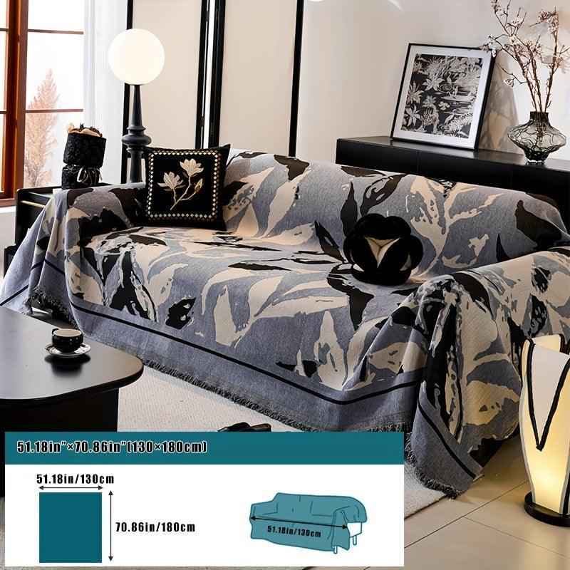 Premium Chenille Fabric Dark Green Couch Cover - All-Season Protector