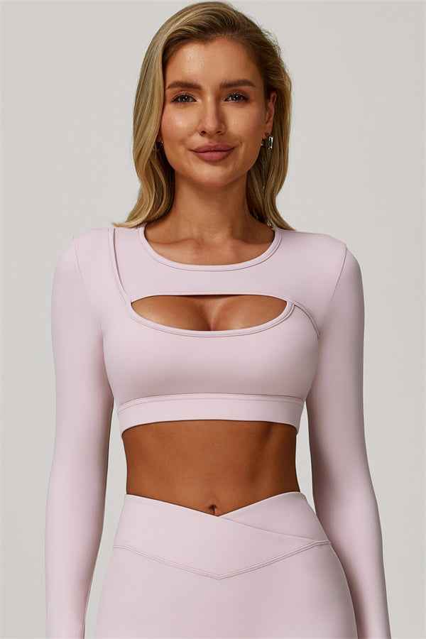 The Lavish Long Sleeve Cut-out Crop Top Leggings 2-Piece Set
