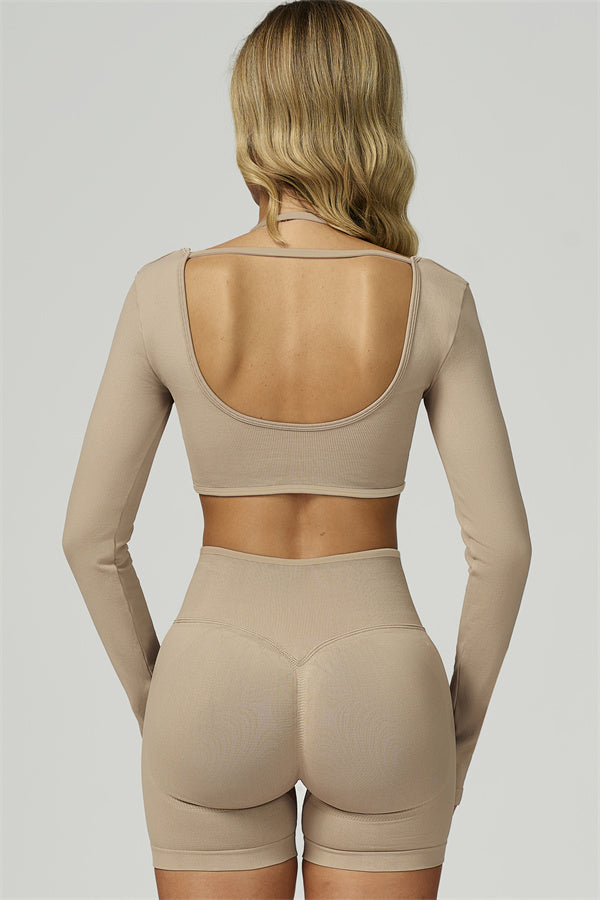 The Prime Long Sleeve Crop Top Shorts 2-Piece Set