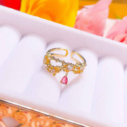 Sweet Garden Floral Teardrop Ring