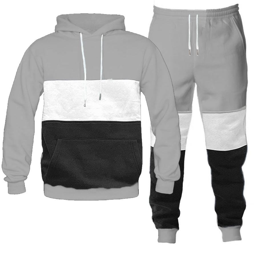 Color Block Hoodie and Jogger Sweat Pant SET - Pikemla