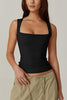 Summer Square-neck Tank Vest Ins Fashion Slim Solid Sleeveless Tops For Women Clothing